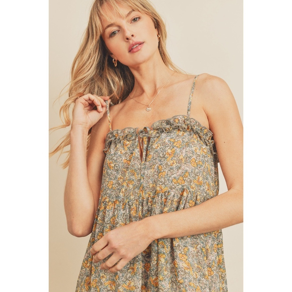 Dress Forum Sage Floral Ruffle Trimmed Babydoll Dress - Picture 8 of 9